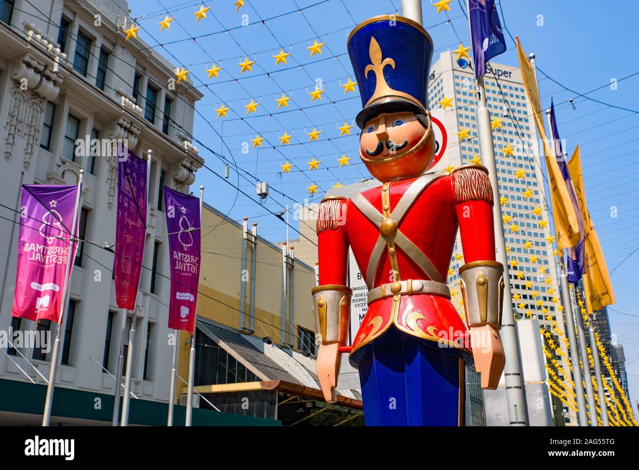 Christmas decorations on Bourke Street, Melbourne, Australia Stock