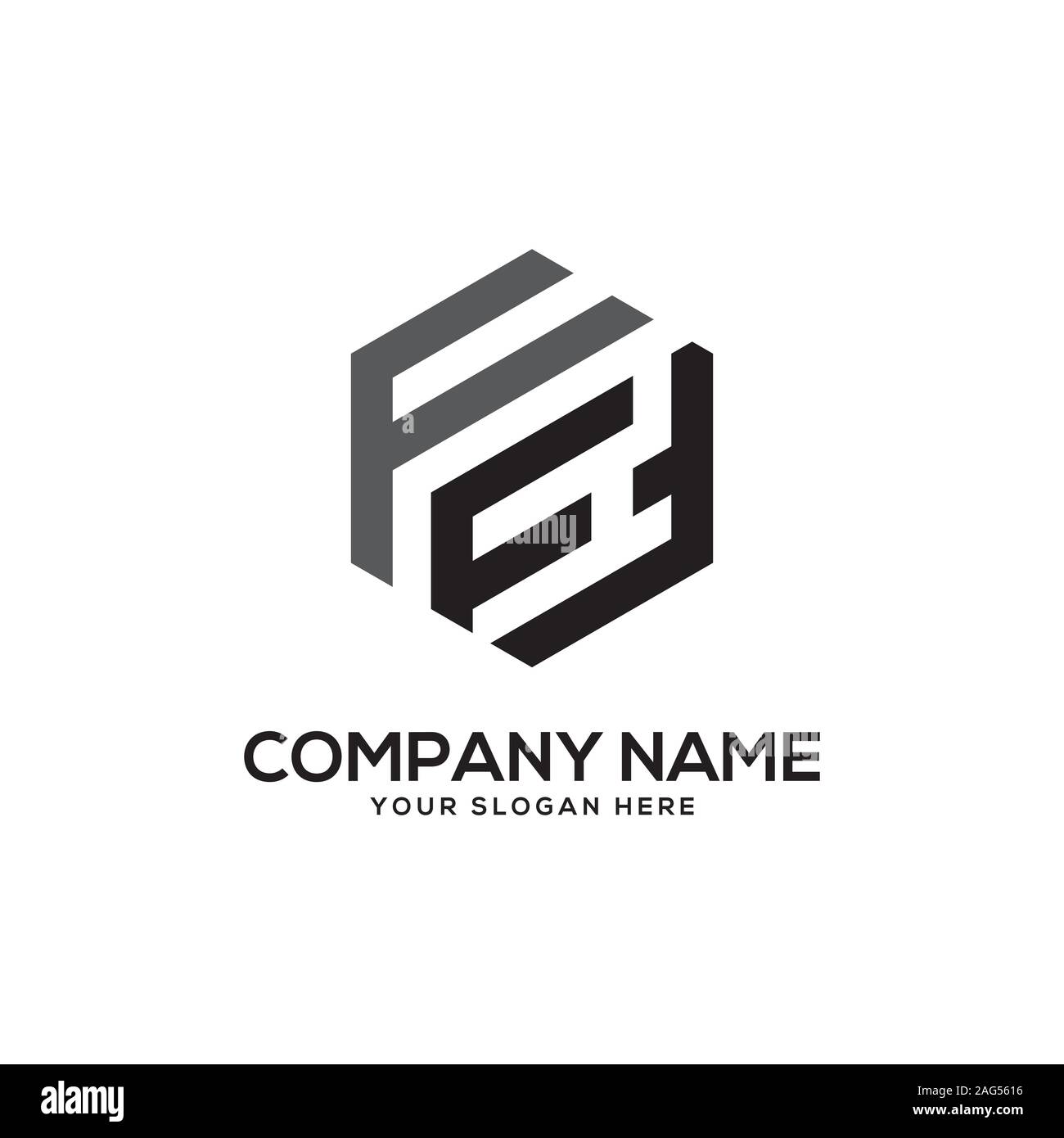 EF initial letter Logo Inspiration, E and F combination logo vector with hexagonal idea Stock Vector