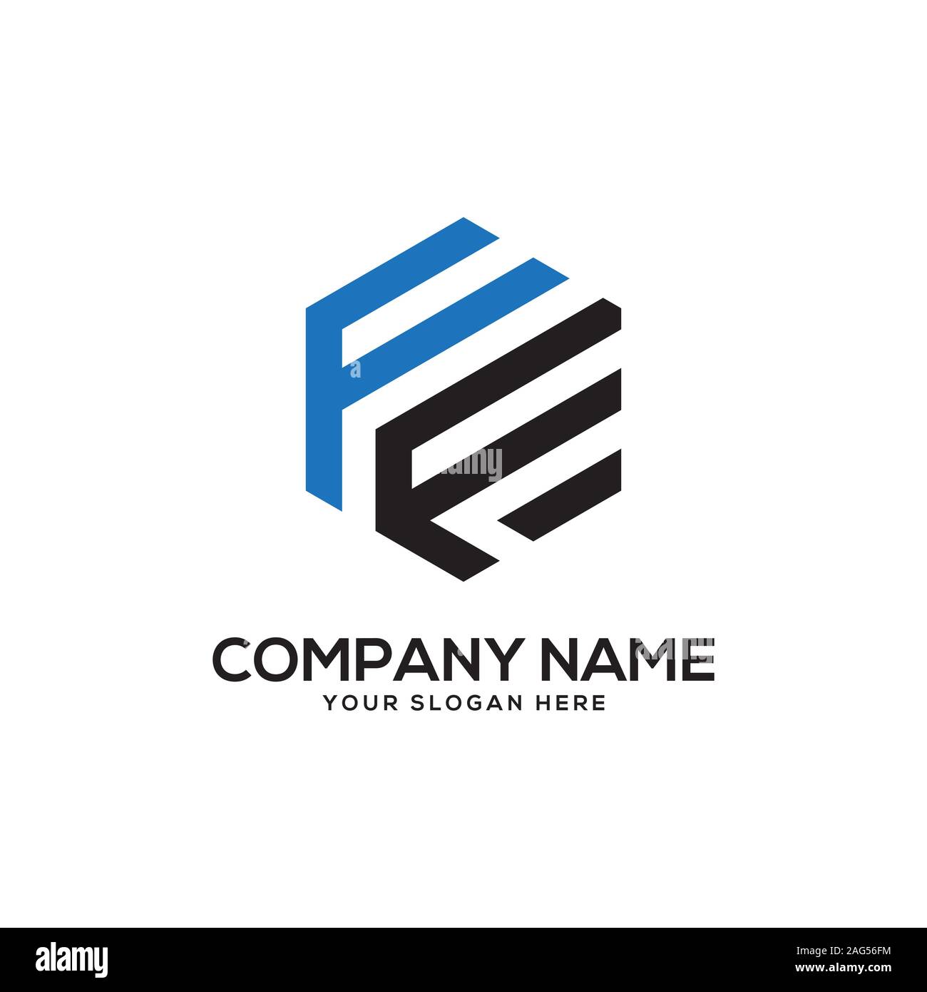 EF initial letter Logo Inspiration, E and F combination logo vector with hexagonal idea Stock Vector