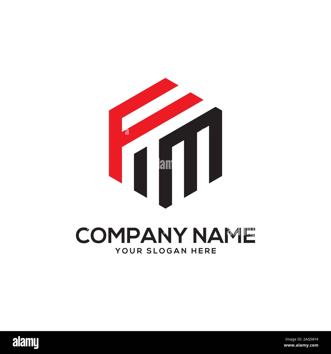 EM initial letter Logo Inspiration, E and M combination logo vector with hexagonal idea Stock Vector
