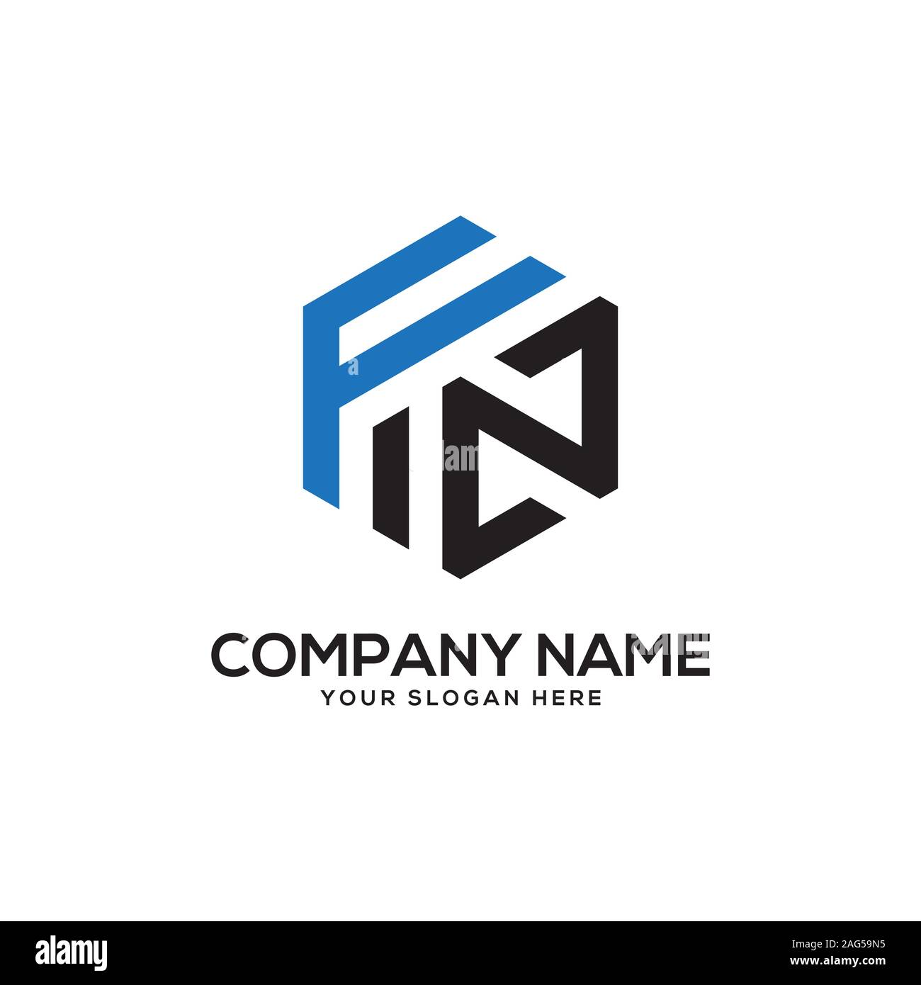 EN initial letter Logo Inspiration, E and N combination logo vector with hexagonal idea Stock Vector