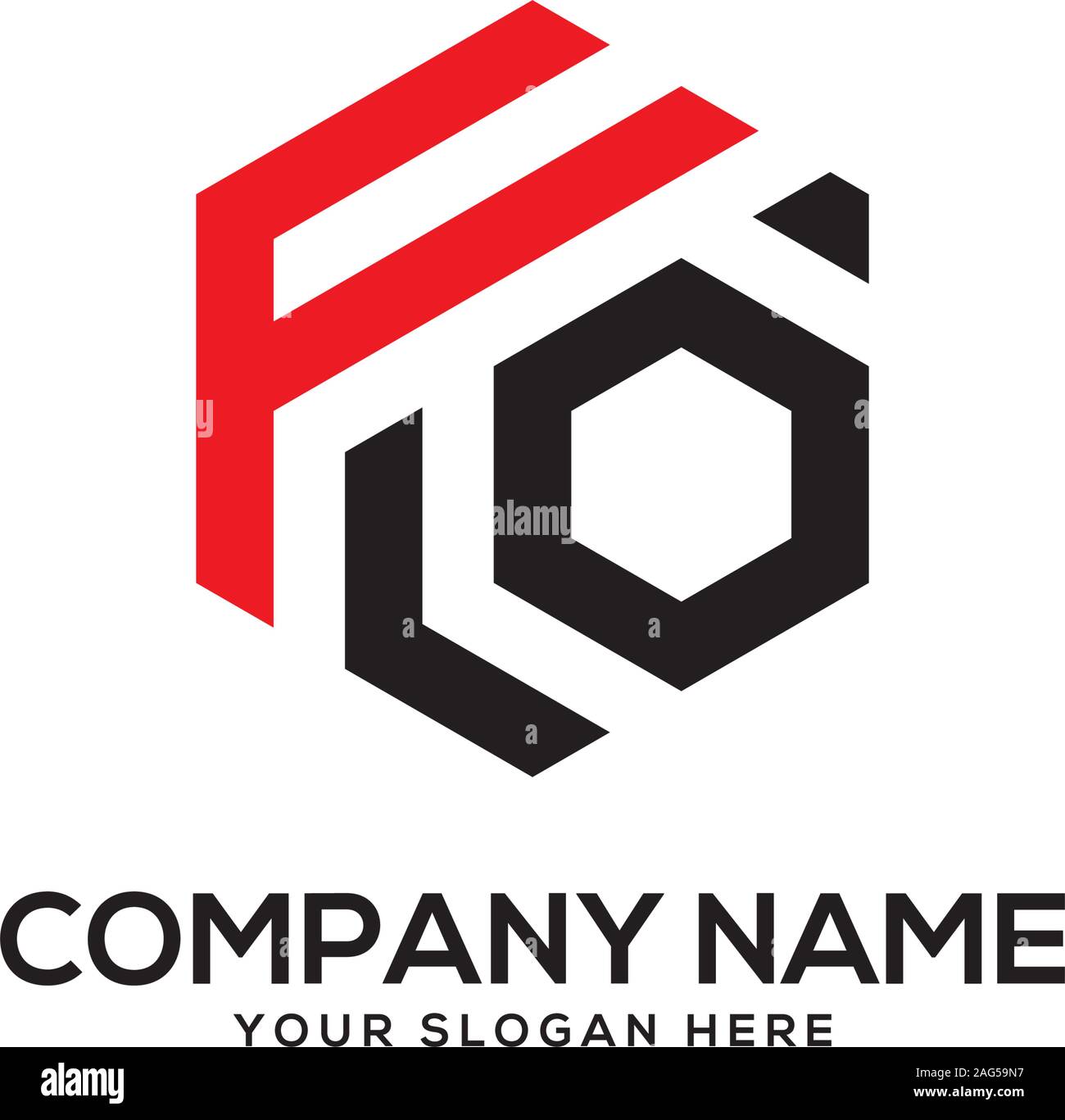 EO initial letter Logo Inspiration, E and 0 combination logo vector with hexagonal idea Stock Vector