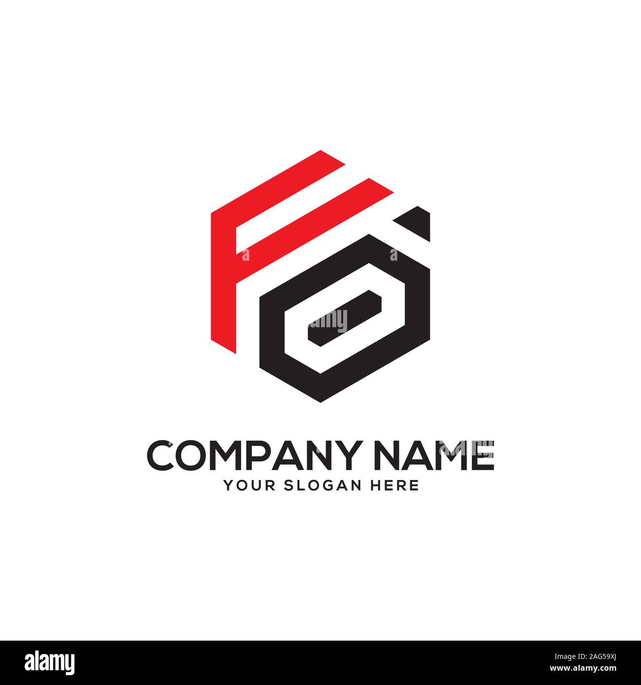 EO initial letter Logo Inspiration, E and 0 combination logo vector with hexagonal idea Stock Vector