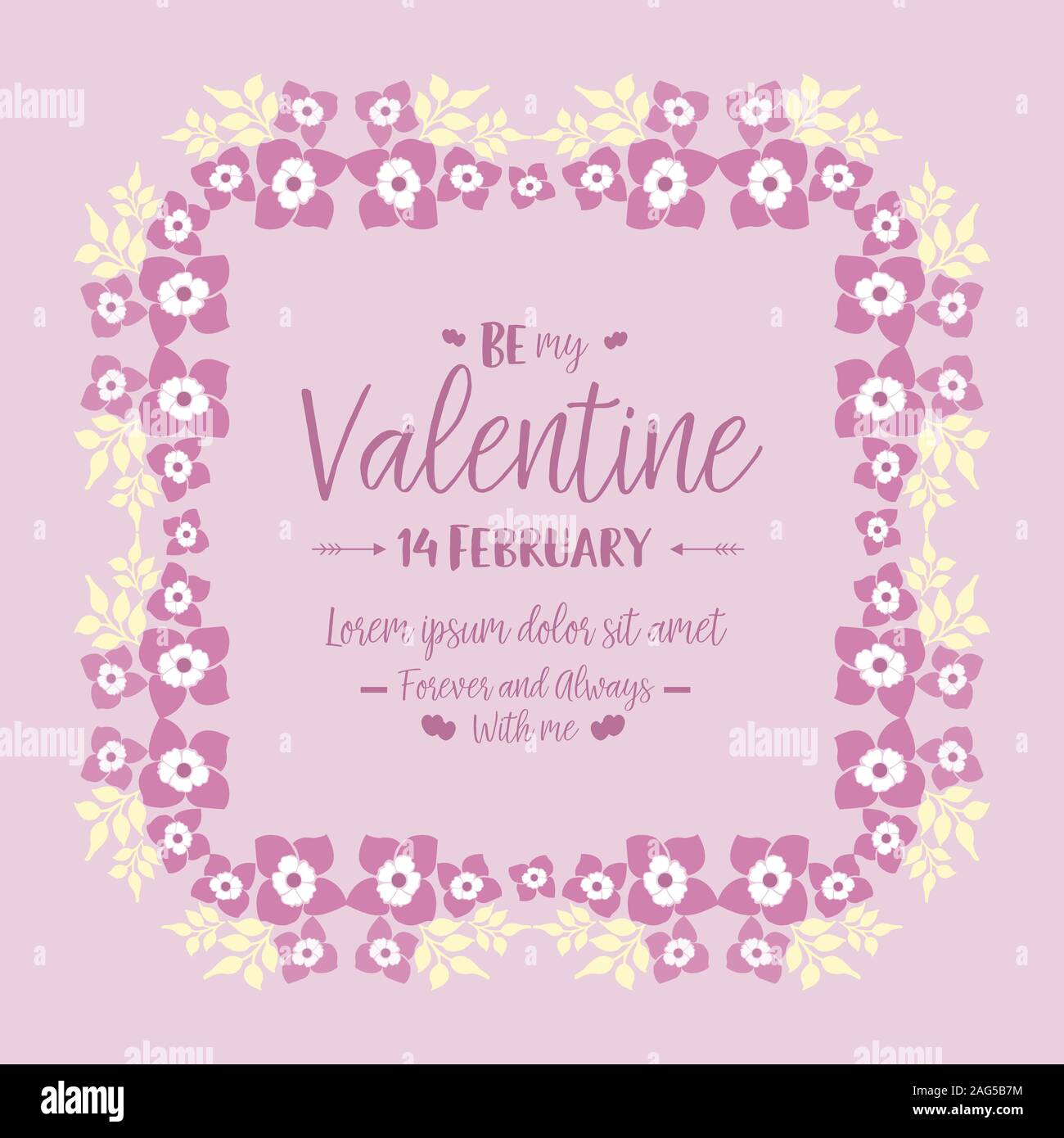 Template for card design happy valentine, with pink and white floral ...