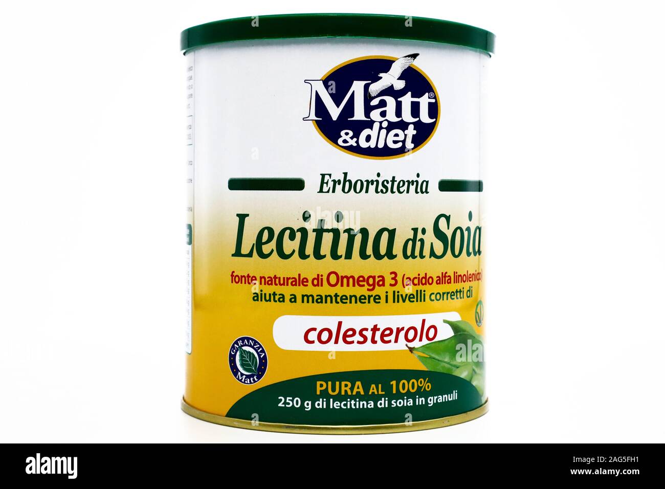 Matt & diet Soy Lecithin granules. The Soy lecithin is efficacy in reducing cholesterol and risk of cardiovascular disease Stock Photo