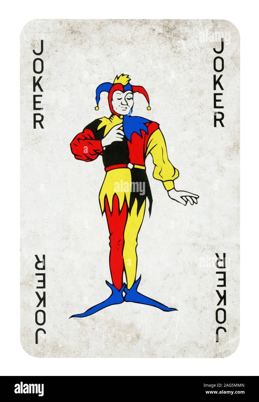Joker Vintage playing card - isolated on white (clipping path included) Stock Photo