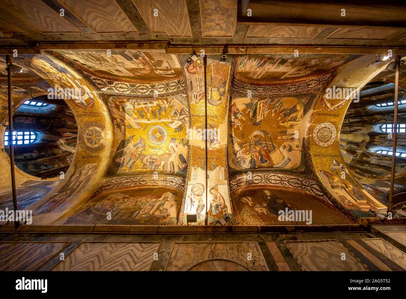 Istanbul, Turkey - Sep 19, 2015: Views from the frescoes and mosaics in Chora Church in ıstanbul on Sep 19, 2015 Stock Photo