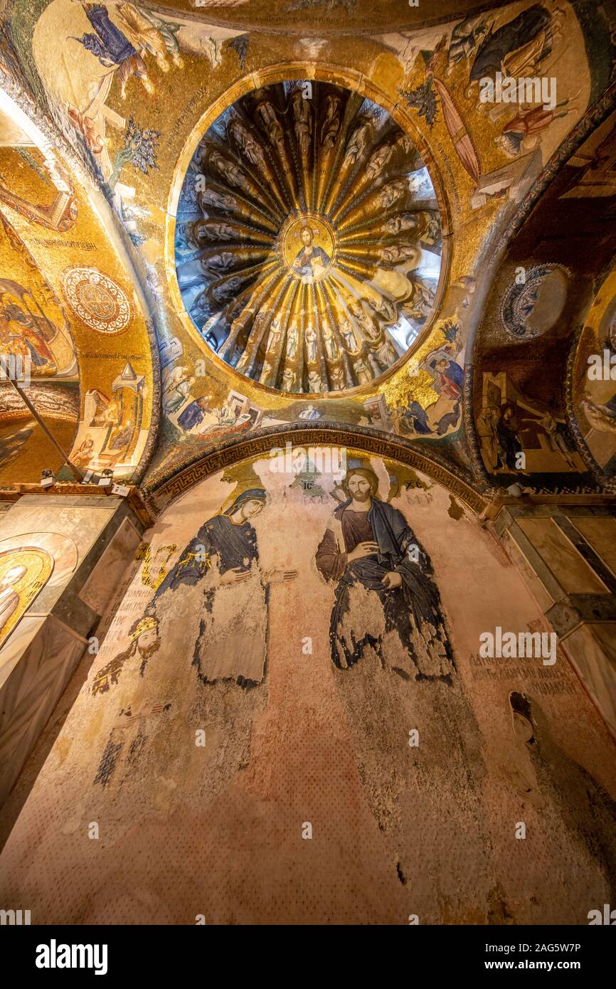 Istanbul, Turkey - Sep 19, 2015: Views from the frescoes and mosaics in Chora Church in ıstanbul on Sep 19, 2015 Stock Photo