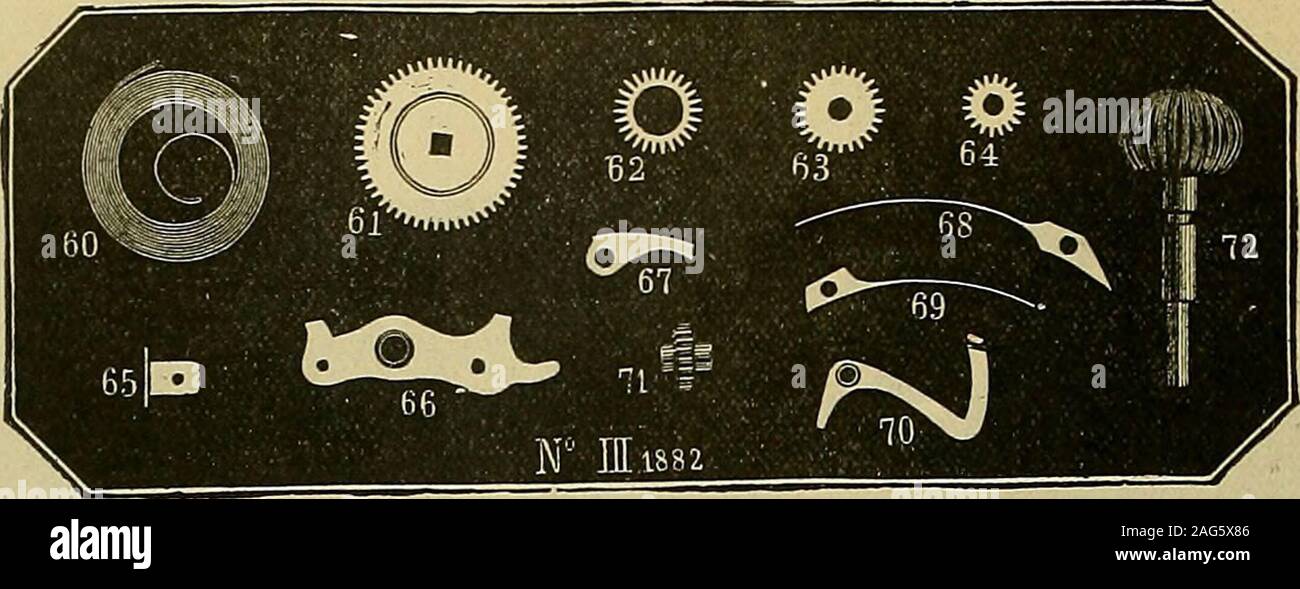 . 20th century catalogue of supplies for watchmakers, jewelers and kindred trades. 18 Size. Stem Wind. Htg. 21 Lines. state Marginal Number. This Size Movement fits 18 Size Waltham Hunting Case. No. Each Doz 40. Mainspring $ 15 $1 75 41. Large Winding Wheel 26 2 50 42. Grooved. 26 2 60 43. Hand getting Wheel 16 150 44. 15 1 51) 45. 15 1 50 46. 15 1 60 No. Each 47. Hand Setting Wheel 15 48. Yoke, Old 25 49. New 25 50. Main Spring Hook 61. Winding Pinion 25 62, Yoke Spring 10 Doz No. Each Doz 10 2 .W 65. Hand Set, Old .... 36 3 75 2 50 66. New .... 35 3 75 35 67. Crown and Stem, Nickel.. 25 2 76 Stock Photo