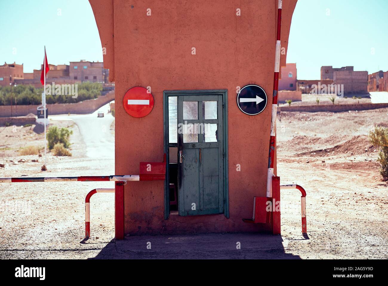 Beautiful shot of the Atlas Cinema Studios entrance in Ouarzazate, Morocco Stock Photo