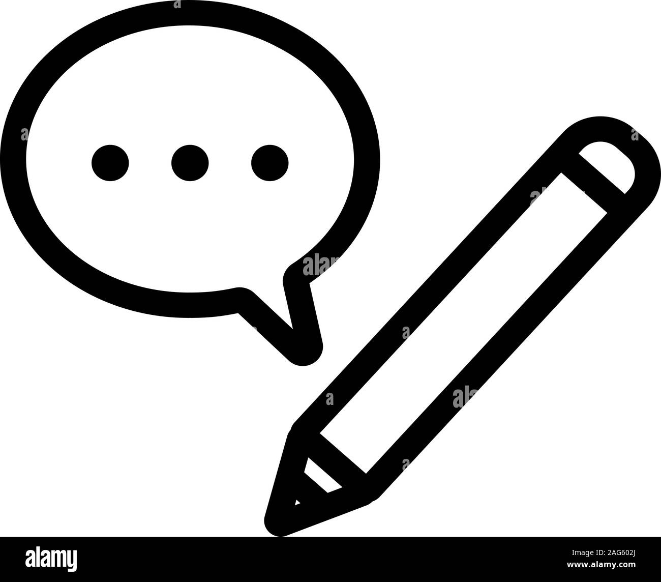 writes the message interlocutor icon vector. Isolated contour symbol