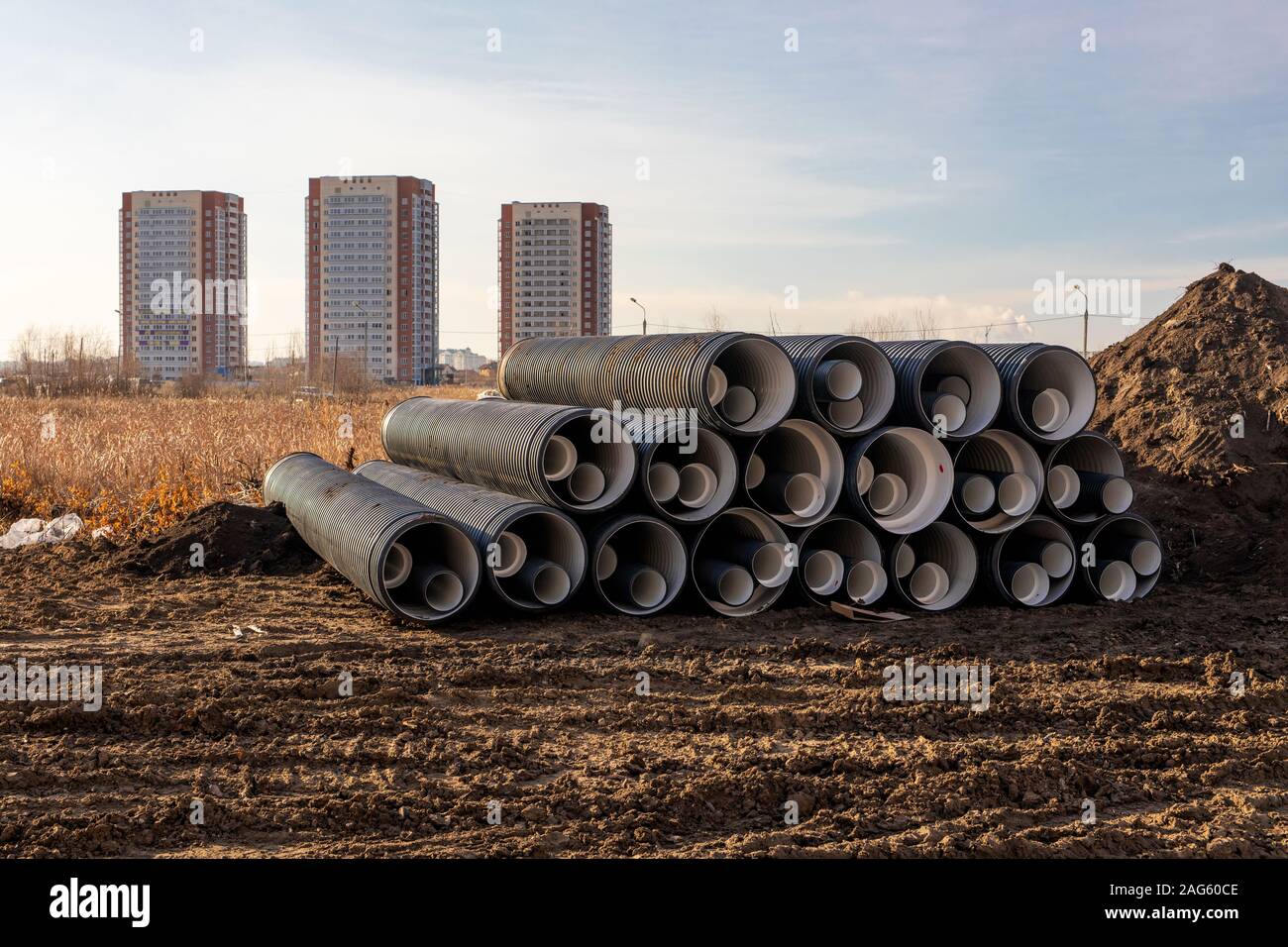 plastic pipes made of polyethylene for laying the main networks of