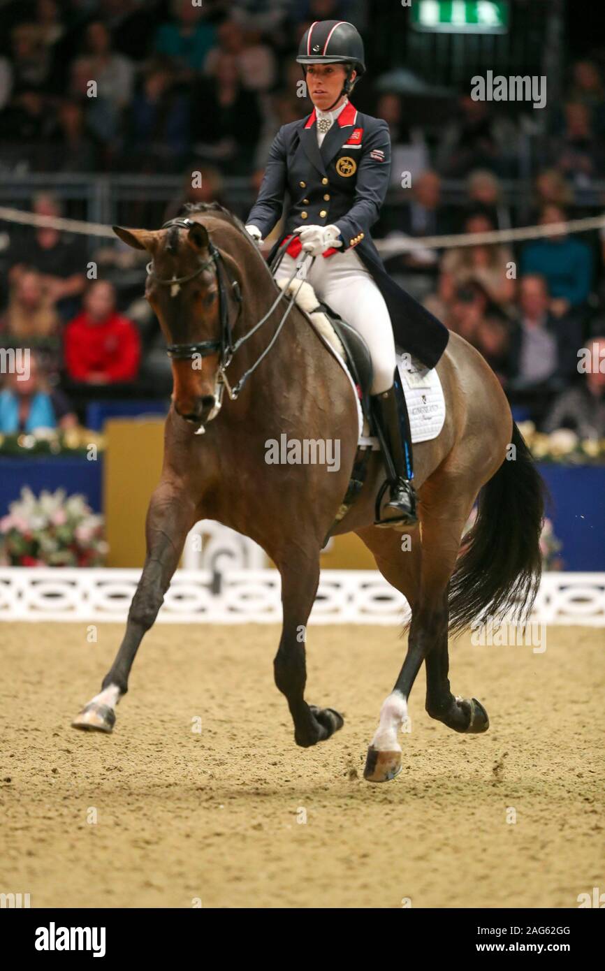 Charlotte Dujardin Riding Mount St John Freestyle Competes In The Fei Dressage World Cup Grand Prix Freestyle During Day Two Of The London International Horse Show At London Olympia Stock Photo