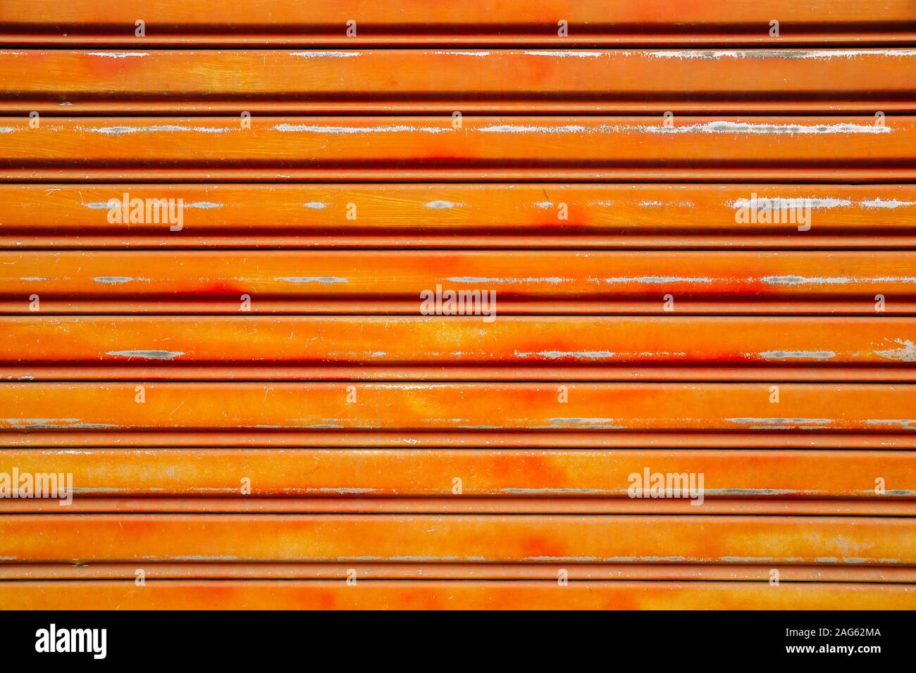 Orange metal shutter door background Stock Photo