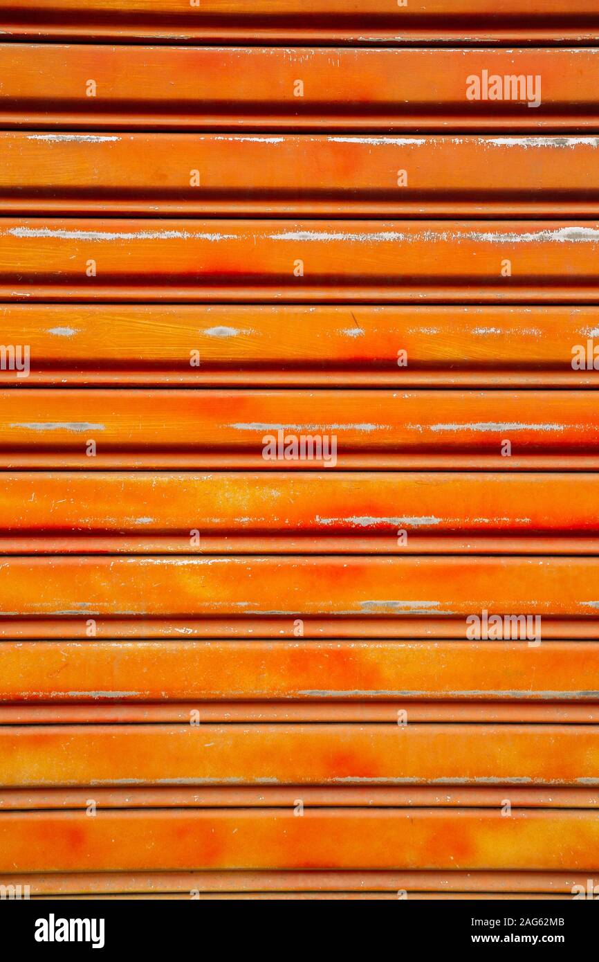 Orange metal shutter door background Stock Photo