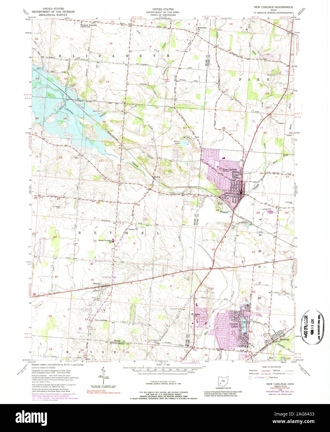 Usgs Topo Map Ohio Oh New Carlisle 225820 1955 24000 Restoration