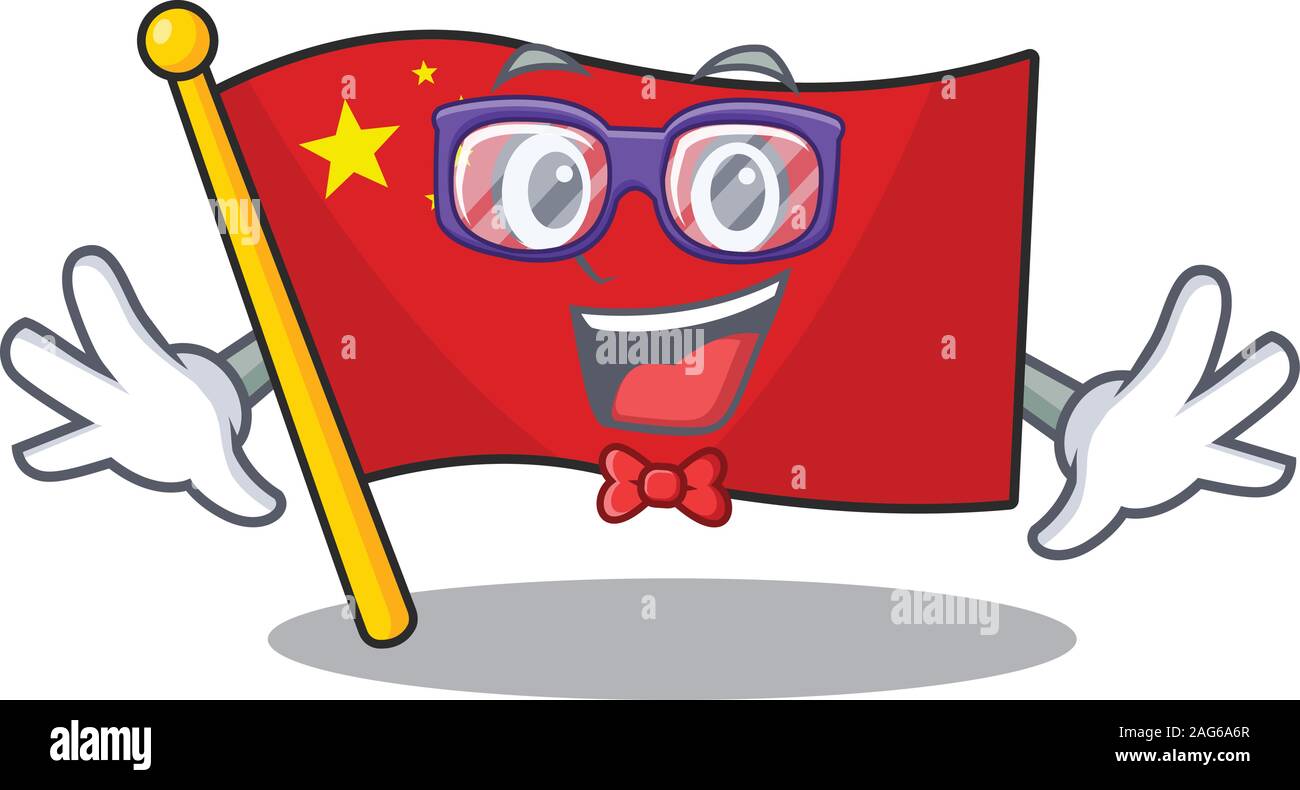 Super Funny Geek flag china Scroll cartoon character design Stock ...