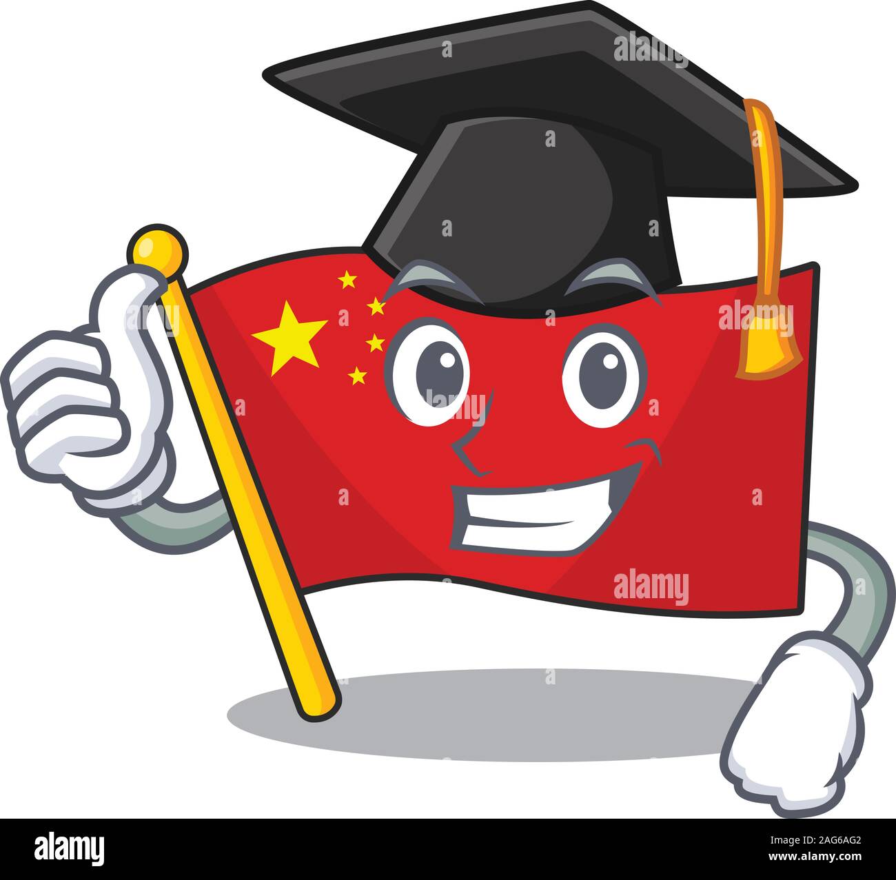 Graduation Icon Chinese happy flag china Scroll wearing a black Graduation hat Stock Vector ...