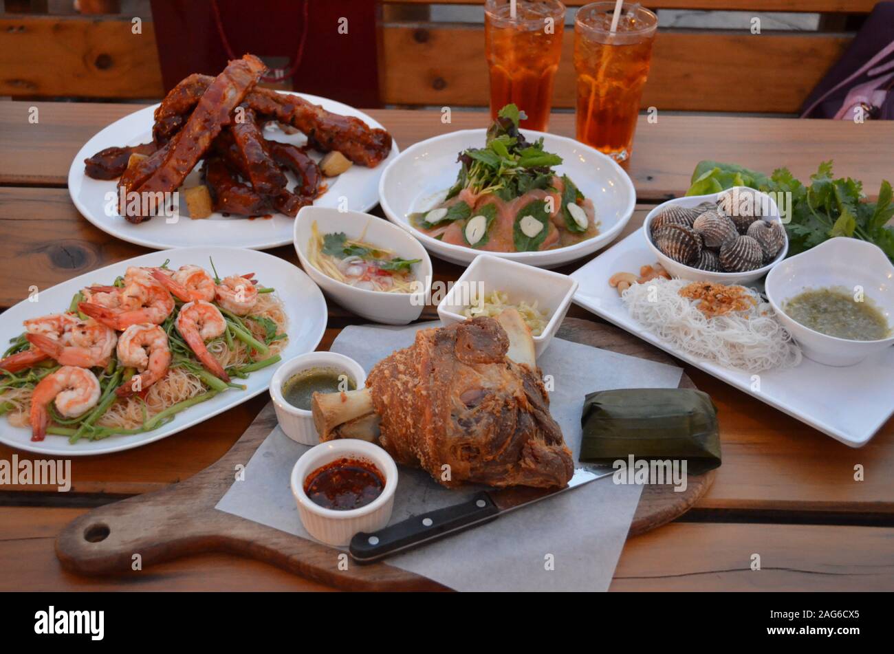 High angle shot of Thai traditional food Stock Photo - Alamy