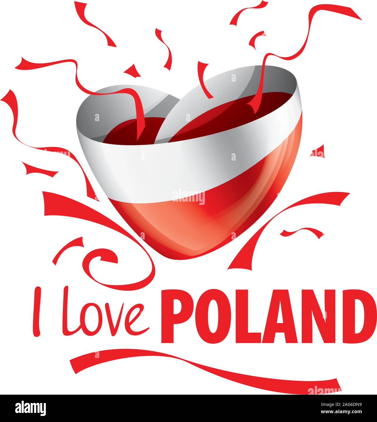 The national flag of the Poland and the inscription I love Poland ...