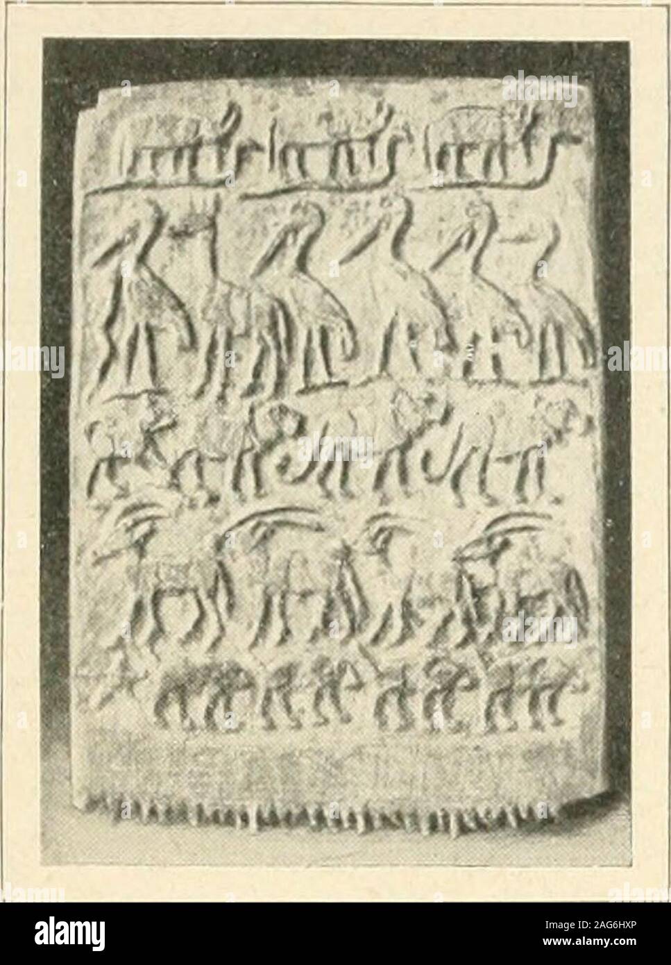 . Égypte. quette DE BouZAOU (VERSO). (Musée du Caire.)(Cliché E. Brugsch.) LES ATELIERS DE SCULPTURE THINITES avec une vigueur proportionnée àlintensité de la vie politique oureligieuse, et dont les caractèresune fois fixés persévérèrent, sanstrop saltérer, jusquaux dernièresannées de la civilisation égyptienne.Lhistoire en est à peine ébau-chée et le nombre incertain : onen a signalé à Memphis, en Aby-dos, à Thèbes, à Hermopolis, àTanis, à Sais, dans plusieurs villesmoindres du Said ou du Delta, enNubie et en Ethiopie, et il estprobable que les fouilles nous enrévéleront dautres encore. La su Stock Photo