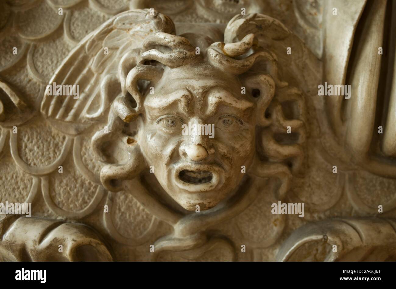 Close up of Medusa Gorgon Stone face at the Versailles Palace near Paris,  France Stock Photo - Alamy