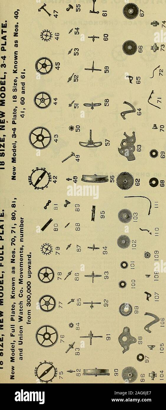 . 20th century catalogue of supplies for watchmakers, jewelers and kindred trades. ss sssss ISiSiC ssgssss 1 o i 1 1 = 1 : : ;&lt; : : : = 1 : : ; i i^ a. &lt; » ?joqiunfj Sg3g3S£gS2SSep?3S3?: SggSgSSSSS?SgS8SSS i 11? ;2u]o! ll &lt; cXL i -s ii!i s s ! g SS£ OJWuSC^ s gg 35 1 5 1 i 1 &gt; 1 11 1 1 SIC S : 3 J i 1 c 1 &gt;? ?jsqumu SSroSimOTSoSoooSoSoSw OOIJJ lof^ pg^SSSSSSSSSSSgSSSS 11 ?^ -- ?? il €.o E s &lt;1 1 il ?..,»„. s g p: g g % 33 SSS sss s g s % s 1 The Twentieth Century Catalogue of Supplies TRENTON WATCH CO.S MATERIAL. 18 SIZE, OPEN FACE, CHRONOGRAPH. Stock Photo