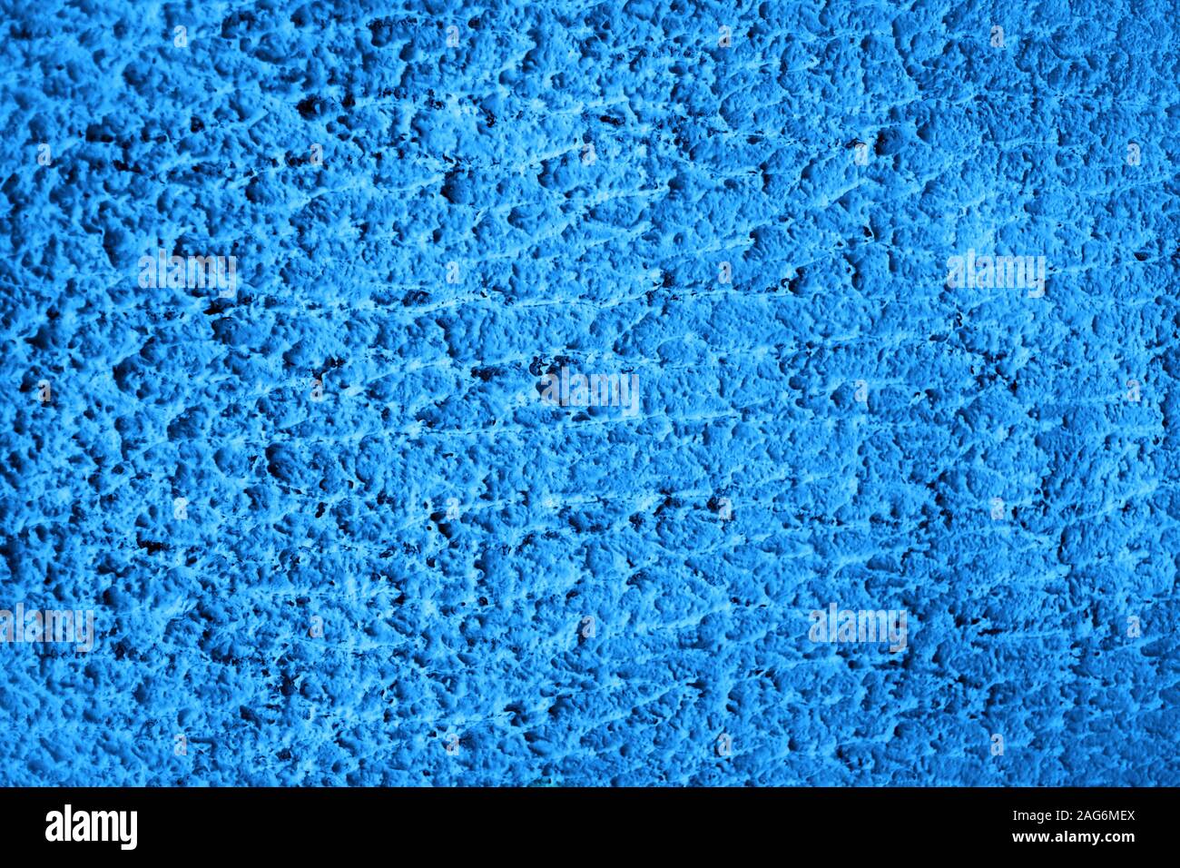 Blue colored house front, structured with spatula techniques. Background design. Stock Photo