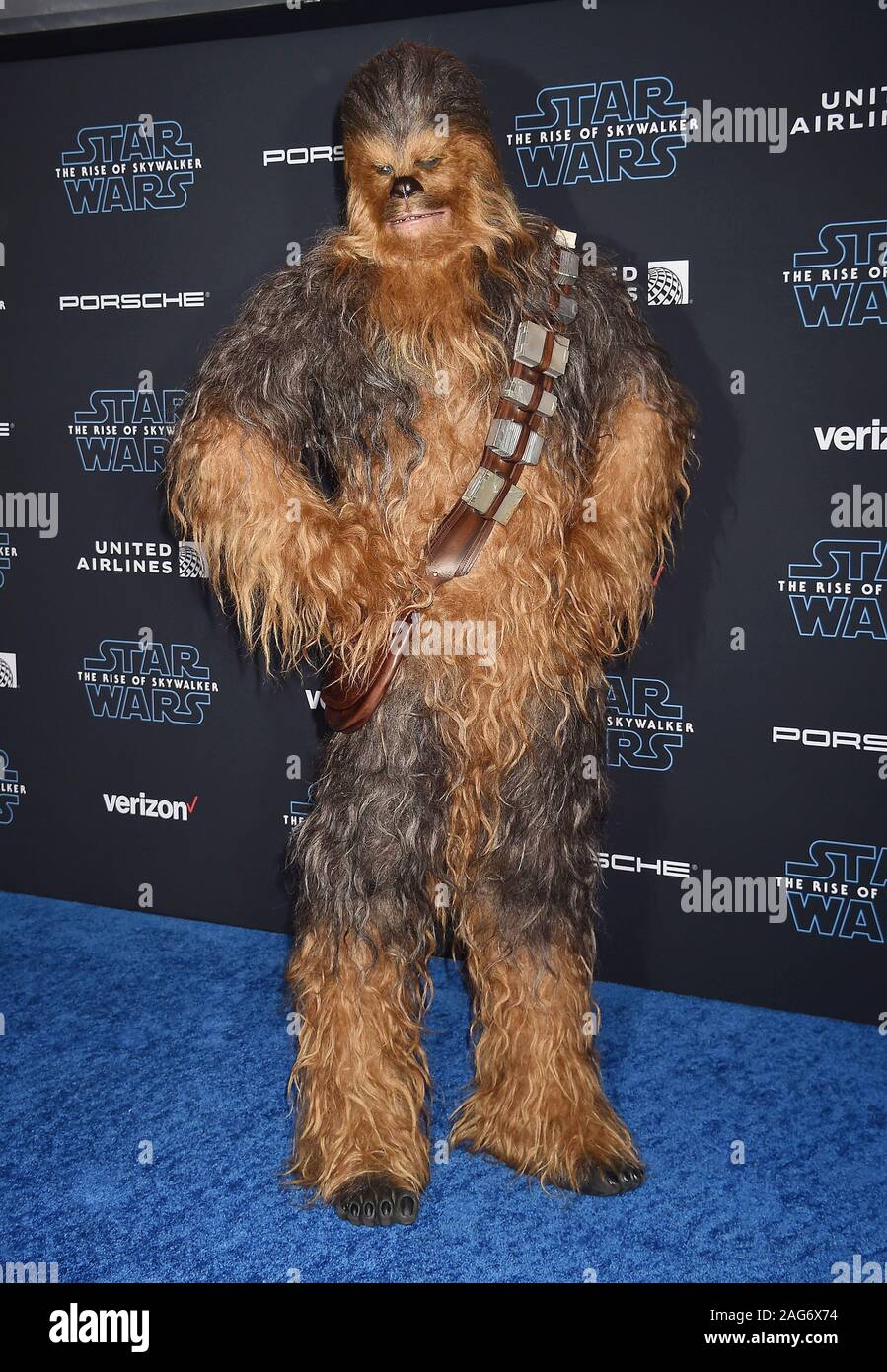 HOLLYWOOD, CA - DECEMBER 16: Chewbacca attends the Premiere of Disney's 'Star Wars: The Rise Of Skywalker' at the El Capitan Theatre on December 16, 2019 in Hollywood, California. Stock Photo