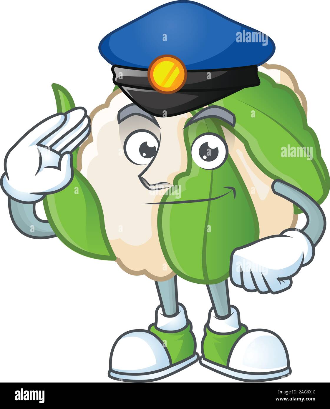 Cauliflower Cartoon in character a Police officer costume Stock Vector ...