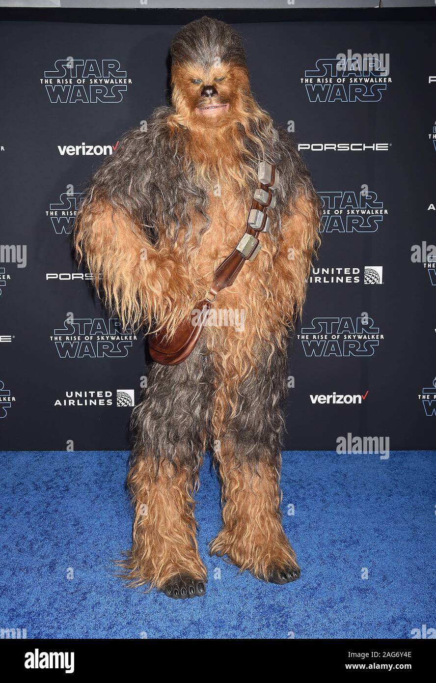 HOLLYWOOD, CA - DECEMBER 16: Chewbacca attends the Premiere of Disney's "Star Wars: The Rise Of Skywalker" at the El Capitan Theatre on December 16, 2019 in Hollywood, California. Stock Photo