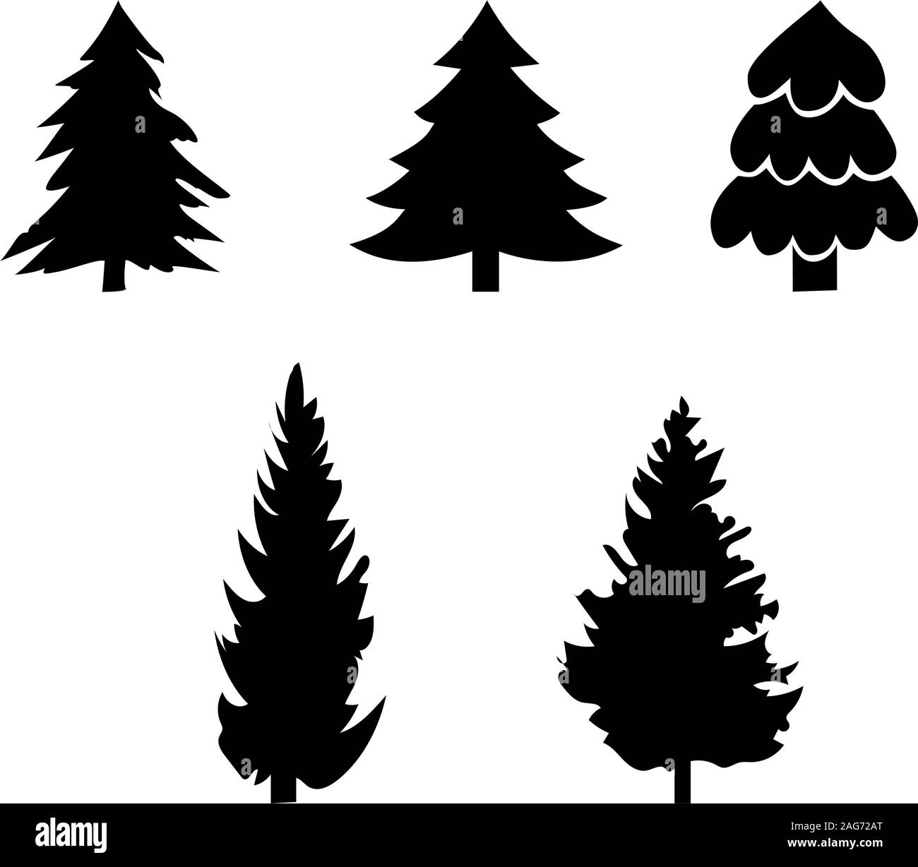 set of icons different Christmas trees black Stock Vector Image & Art ...