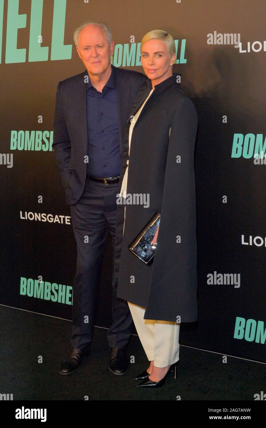 NEW YORK, UNITED STATES - DECEMBER 16 2019: John Lithgow and Charlize