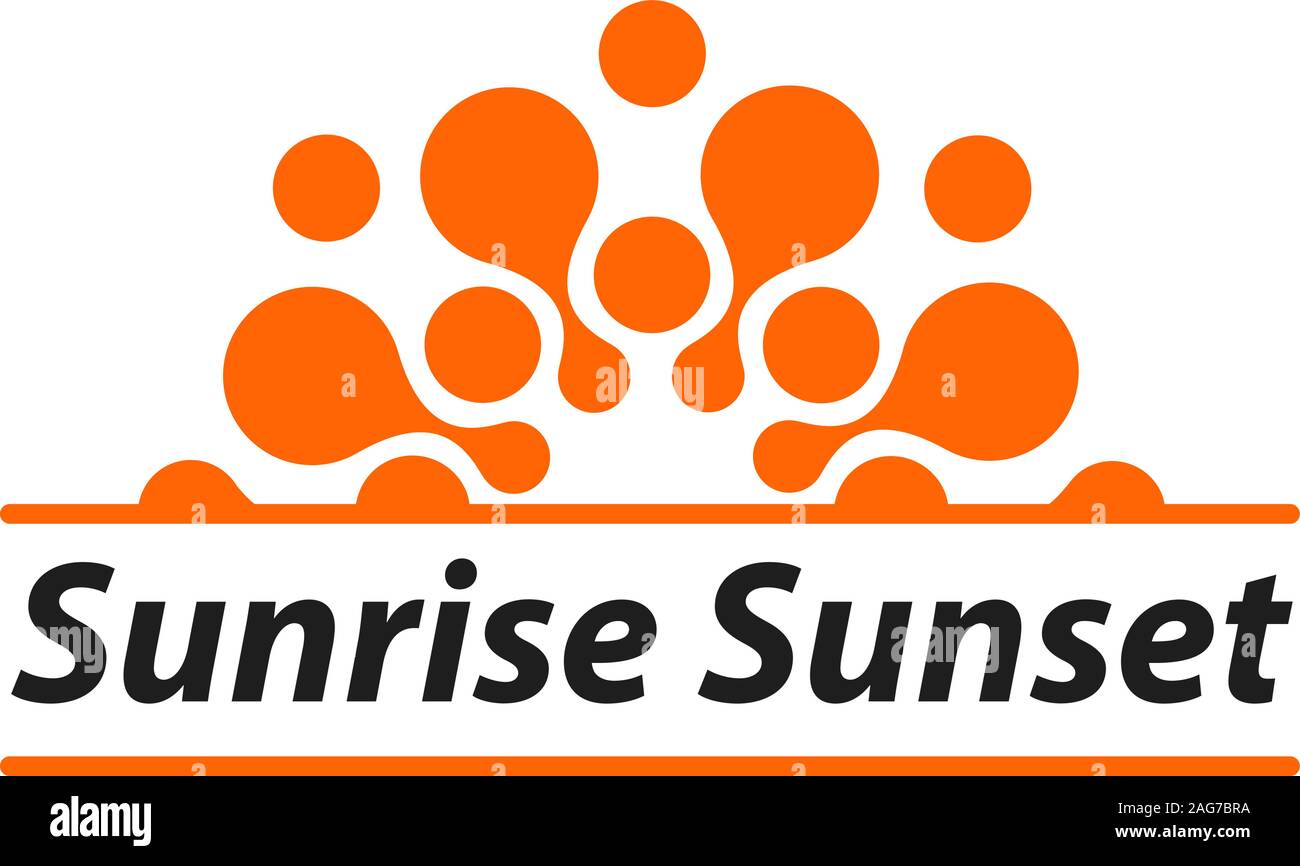 Isolated orange vector sunrise sunset logo. Summer sun logotype. Stock Vector