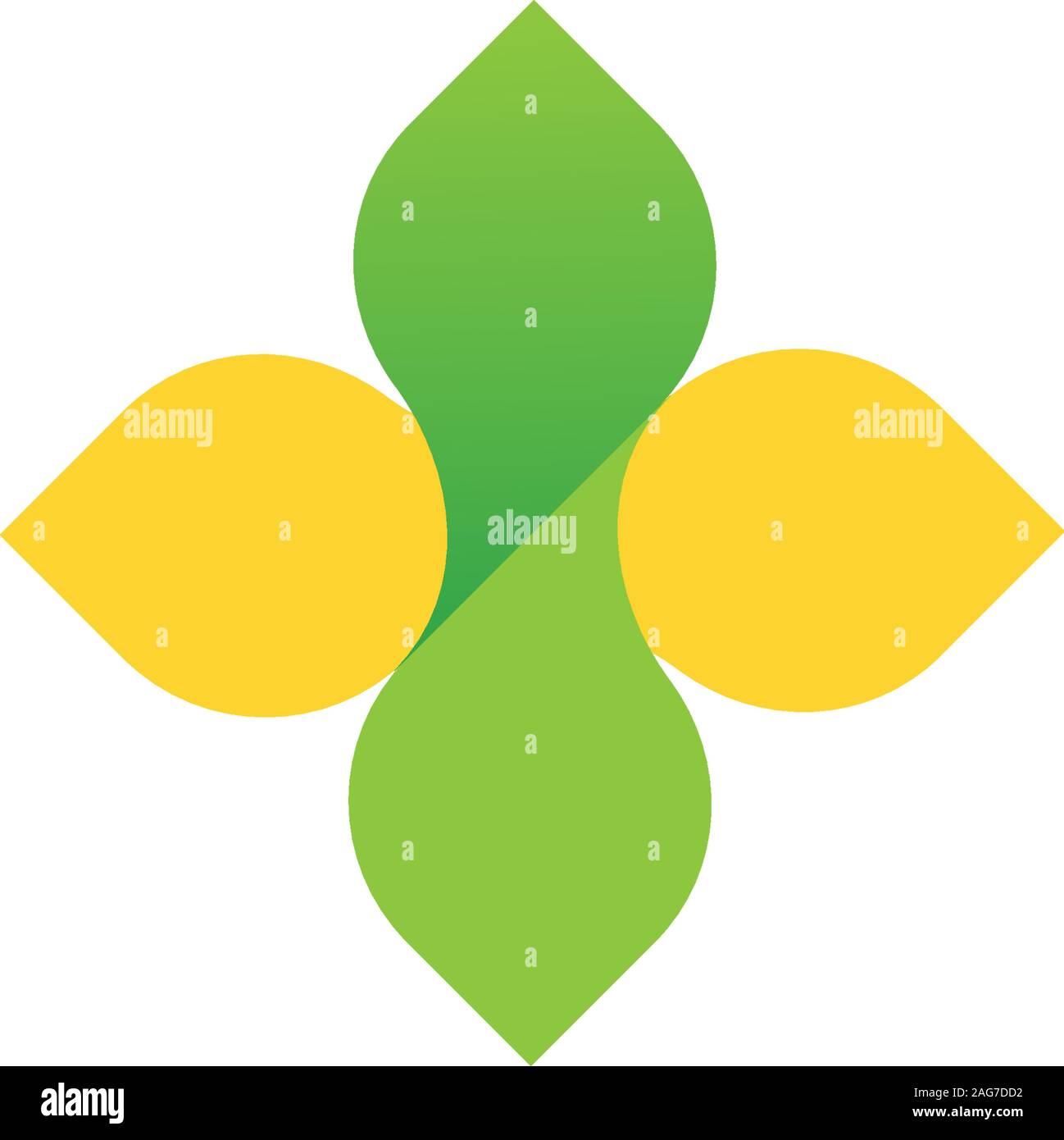 Vector sign of the cross, logo yellow and green gradient. Stylized a charitable organization or to trade drugs. Environmentally friendly product. It Stock Vector