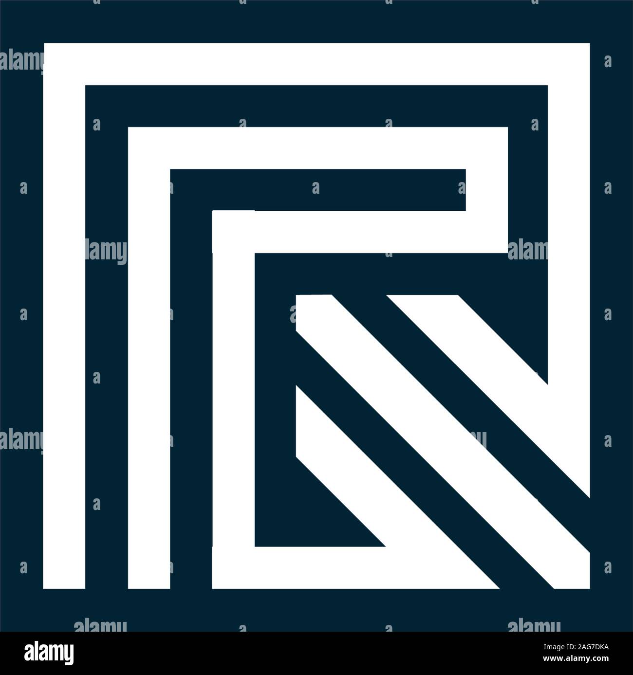 Letter R. Vector letter. Geometric isolated unusual logo. Stylized geometric shape with smooth corners. Logo architectural art of the creative team of Stock Vector