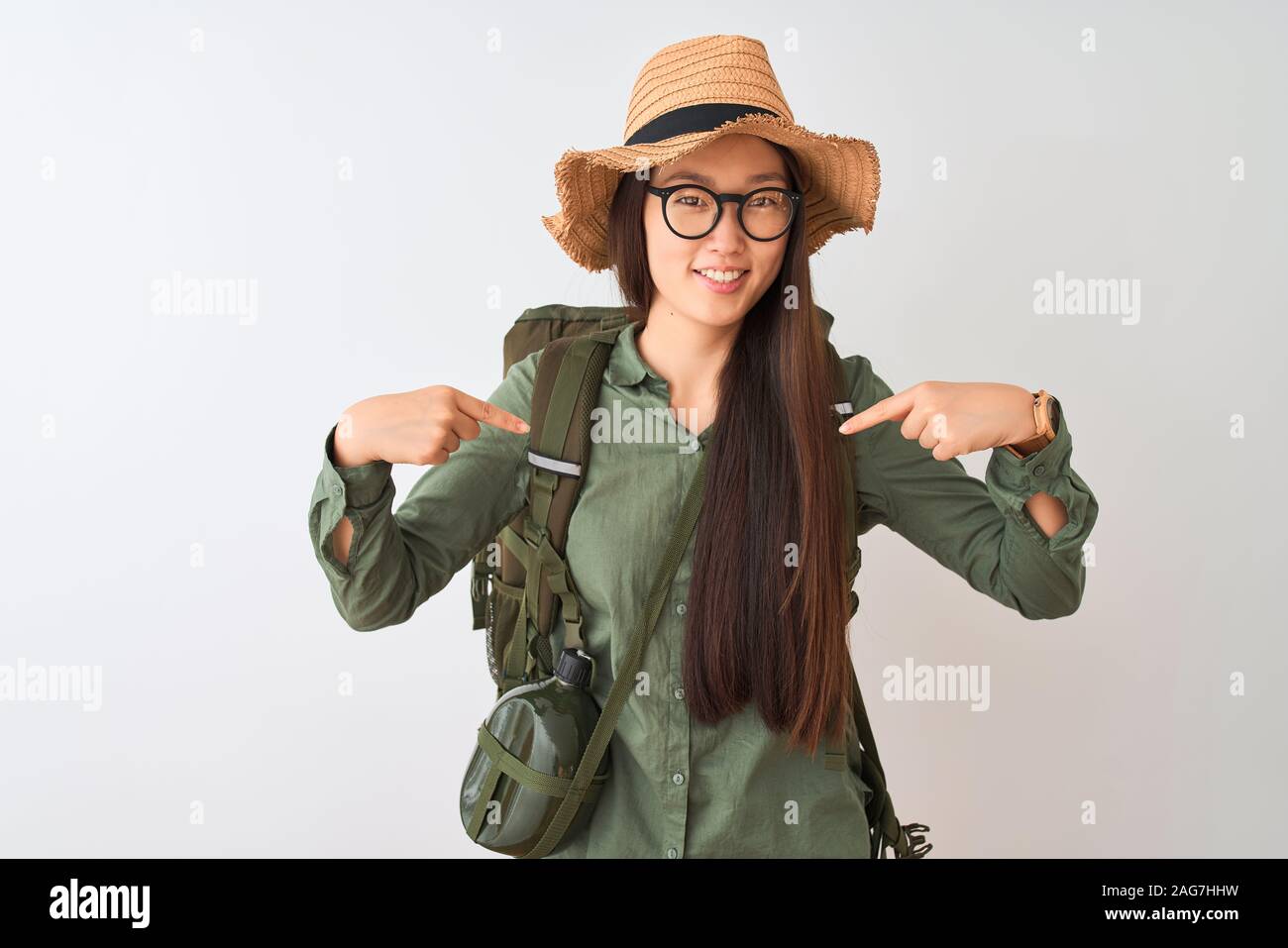 Asian woman smile face hiking hi-res stock photography and images - Alamy