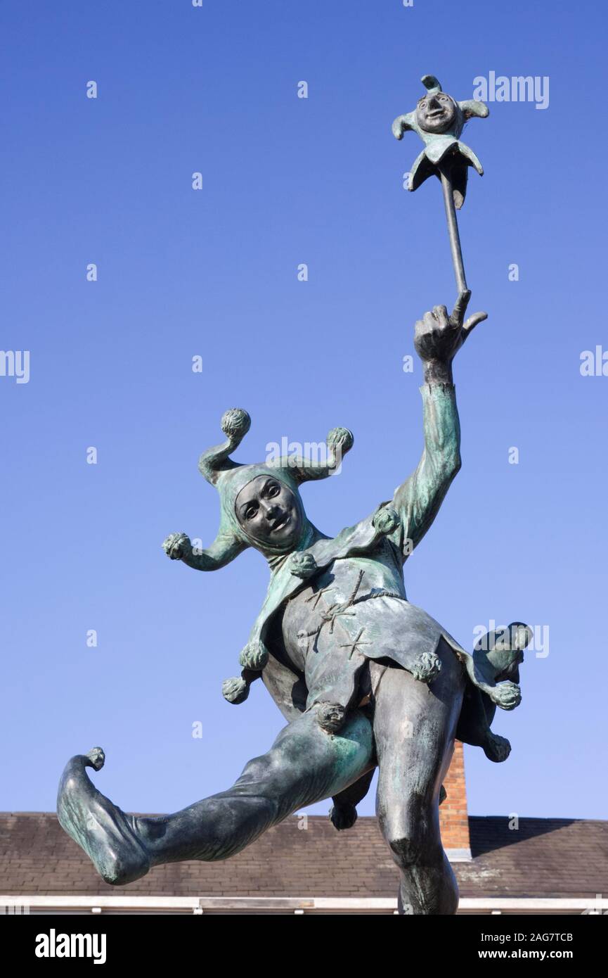 Court Jester Statue, Henley Street, Stratford Upon Avon, Warwickshire. Stock Photo