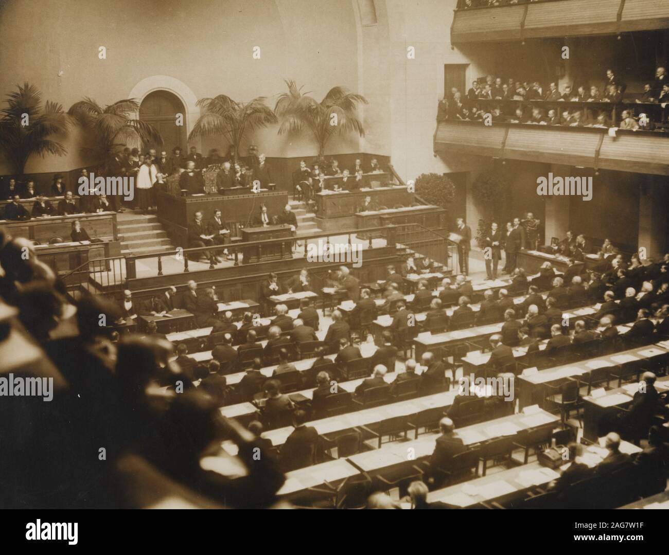 First meeting of the League of Nations, November 15, 1920 in Geneva , 1920. Found in the Collection of UN, New York. Stock Photo