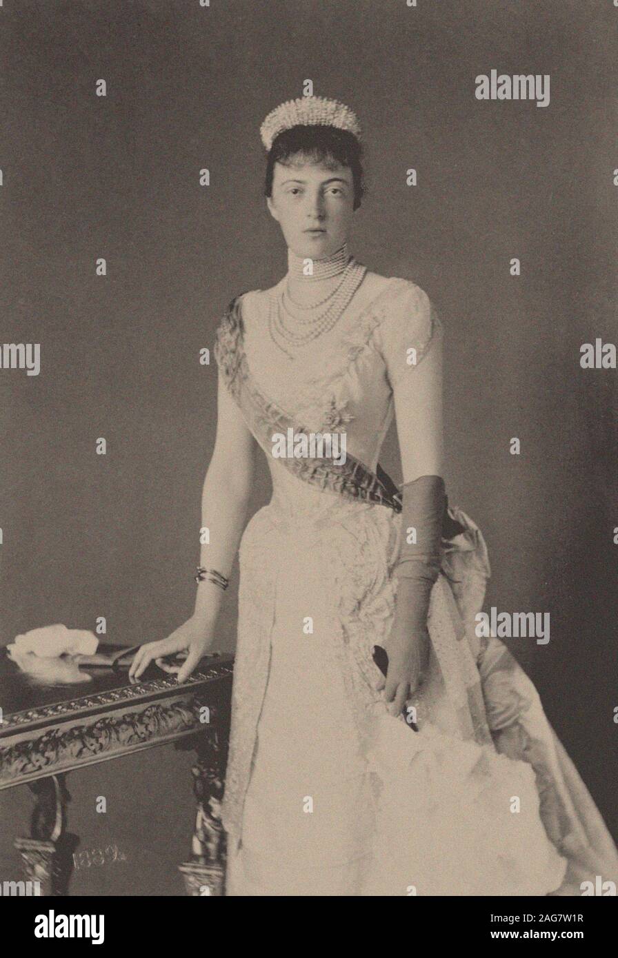 Portrait of Grand Duchess Anastasia Mikhailovna of Russia (1860-1922), 1889. Private Collection. Stock Photo