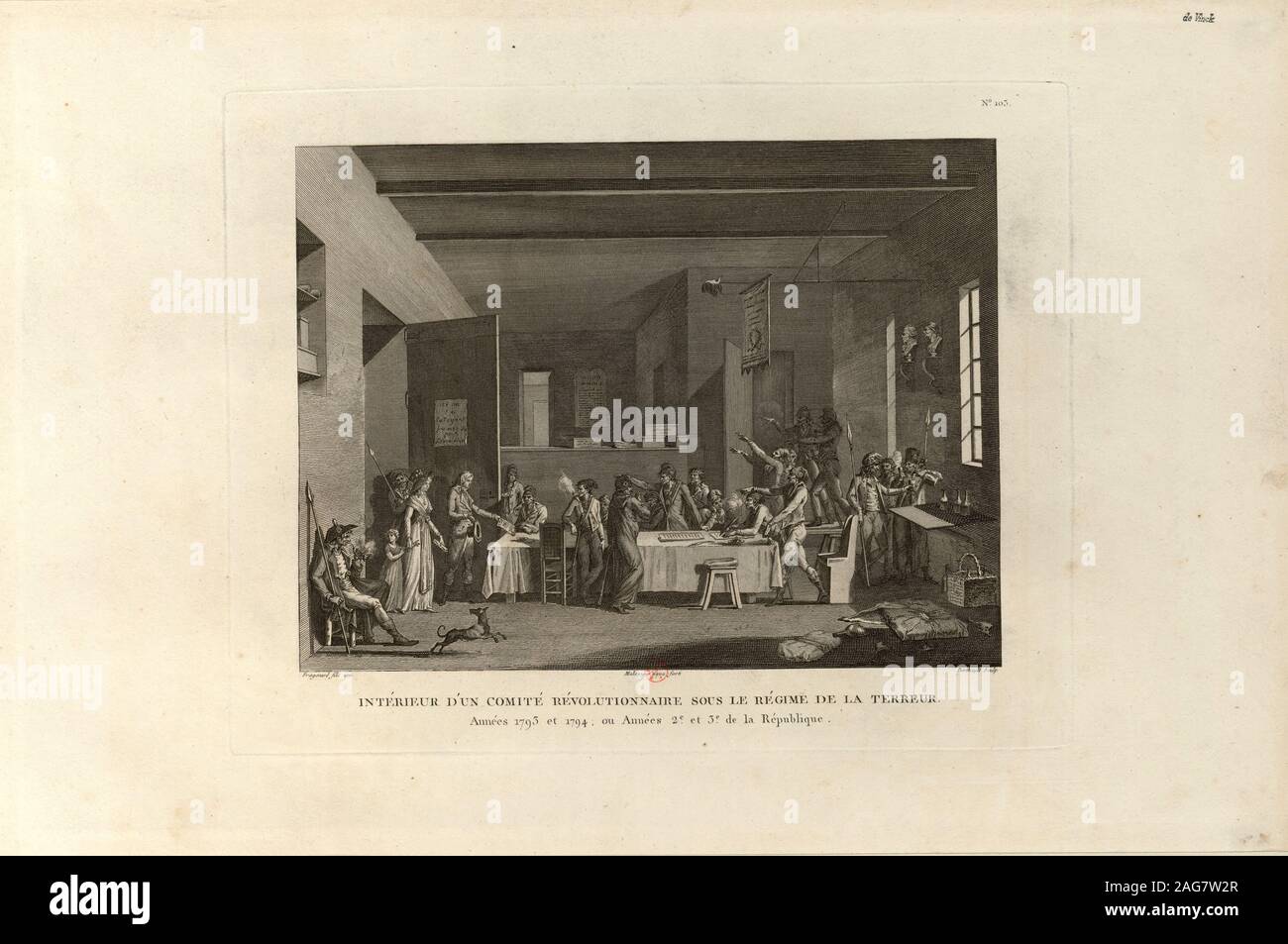 Inside a Revolutionary Committee during the Reign of Terror, 1802. Found in the Collection of Biblioth&#xe8;que Nationale de France. Stock Photo