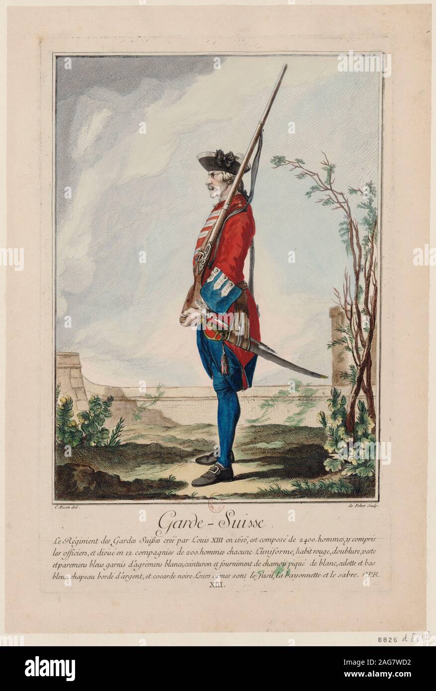 Gardes suisses (The Swiss Guards), 1756. Found in the Collection of Biblioth&#xe8;que Nationale de France. Stock Photo