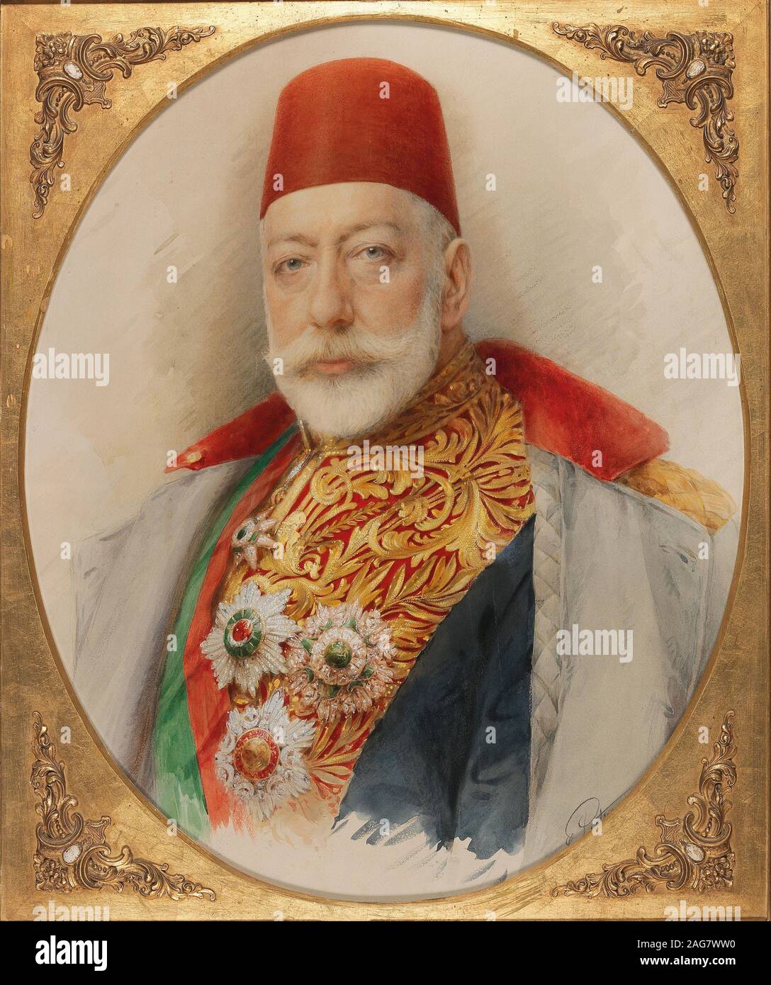 Portrait of Mehmed V (1844-1918), Sultan and Caliph of the Ottoman Empire. Private Collection. Stock Photo