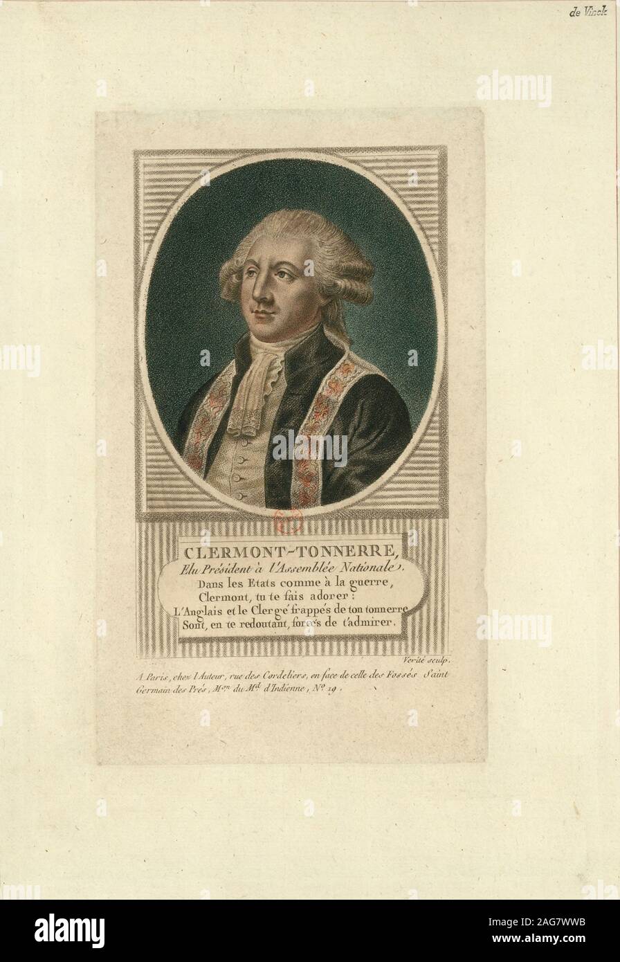 Portrait of Stanislas Marie Ad&#xe9;la&#xef;de, Comte de Clermont-Tonnerre (1757-1792), c. 1789. Found in the Collection of Biblioth&#xe8;que Nationale de France. Stock Photo