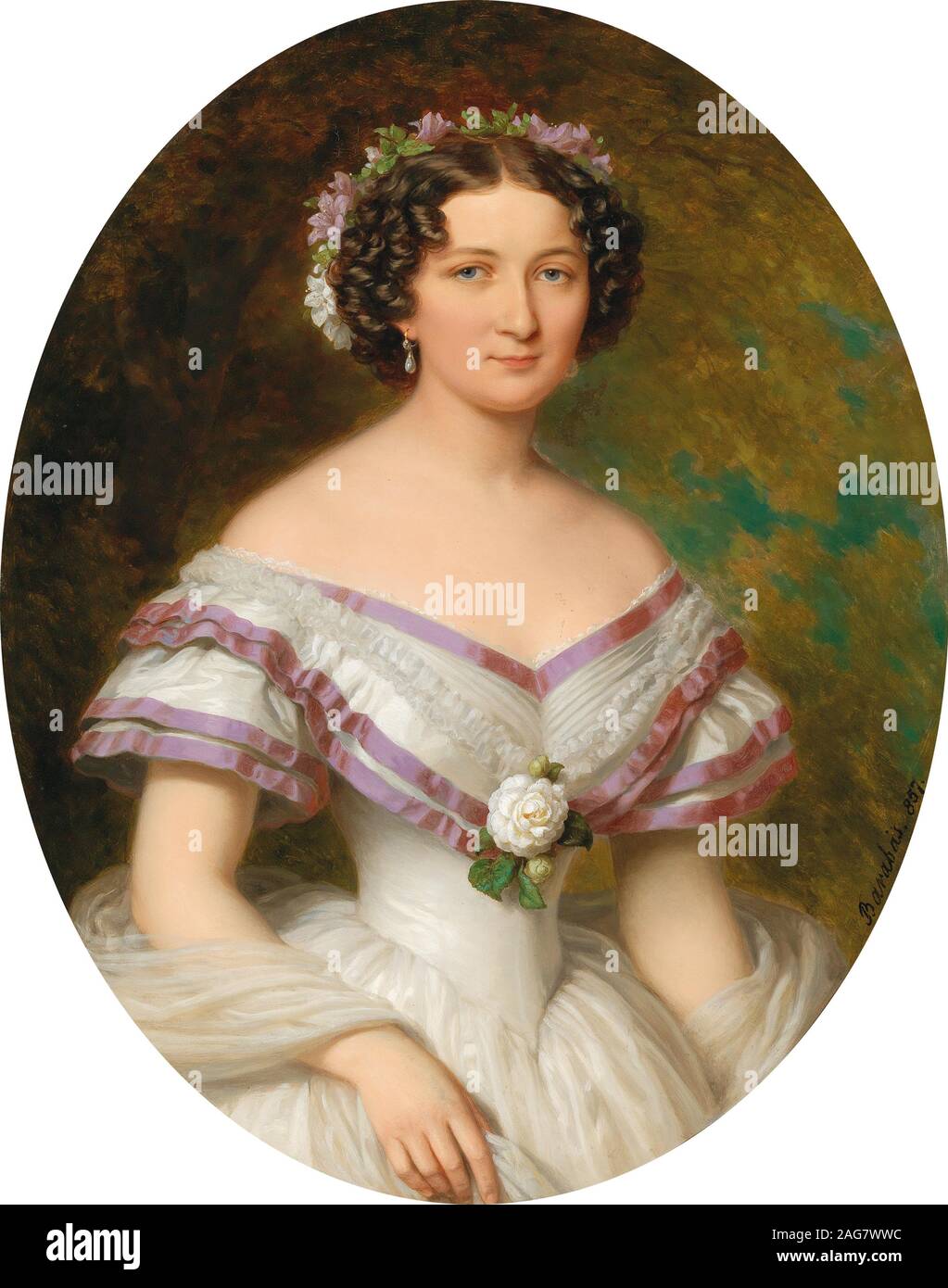 Portrait of Countess Maria Gabriella Josepha Anna Sz&#xe1;p&#xe1;ry (1834-1912), n&#xe9;e Atz&#xe9;l de Borosjen&#xf6;, 1857. Private Collection. Stock Photo