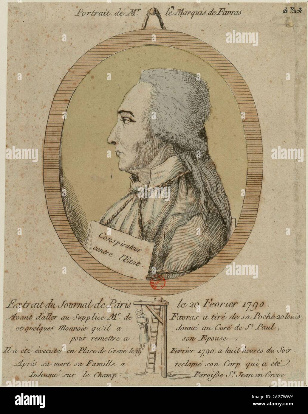 Thomas de Mahy, Marquis de Favras (1744-1790). From the Journal de Paris on  February 20, 1790, 1790. Found in the Collection of Biblioth&#xe8;que  Nationale de France Stock Photo - Alamy