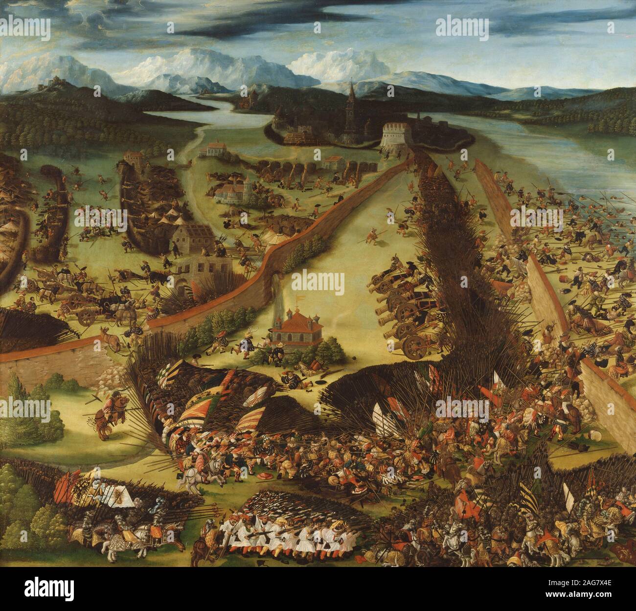 The Battle of Pavia, 1529. Found in the Collection of Nationalmuseum Stockholm. Stock Photo