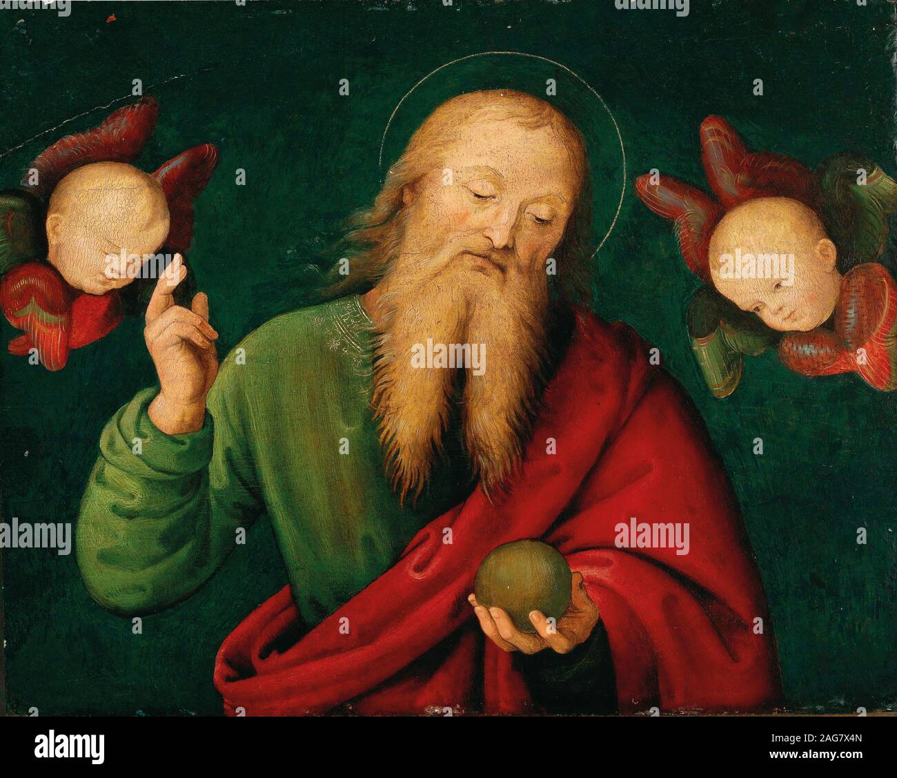 God the Father with angels, c. 1510. Private Collection. Stock Photo