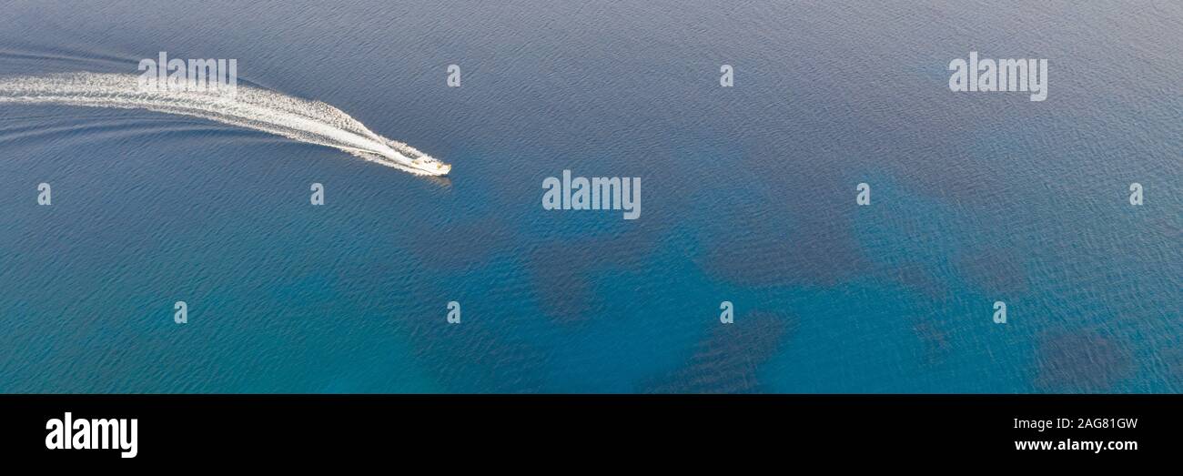 Beautiful high angle shot of a ship engine trail in the ocean Stock ...