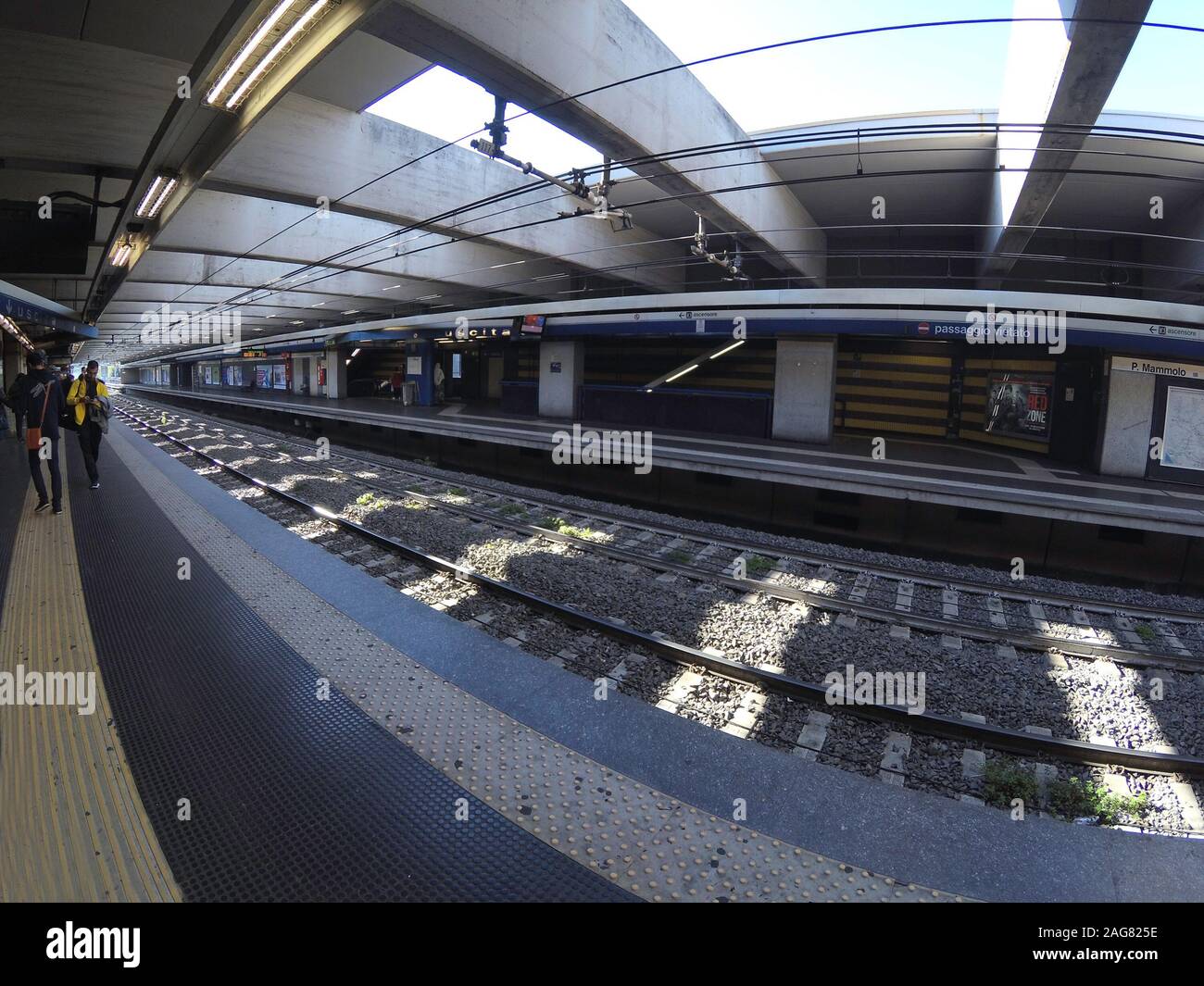 Rome, Italy, April, 2019 Ponte Mammolo, Rome Metro is an above ground